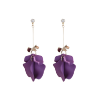Flower Petal Crystal Tassel Earrings - Thumbnail 2
