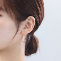 Sea Star Shell Pearl Dangle Earrings - Thumbnail 2