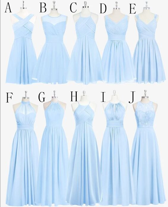 Sky Blue Chiffon Lace Bridesmaid Dresses,Beach Bridesmaid Dresses,Cheap Simple Bridesmaid Dress For Wedding，1421