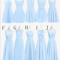 Sky Blue Chiffon Lace Bridesmaid Dresses,Beach Bridesmaid Dresses,Cheap Simple Bridesmaid Dress For Wedding，1421 - Thumbnail 2