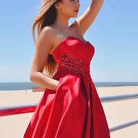 SP2167,Charming red homecoming dresses,strapless mini graduation dresses,short prom dresses - Thumbnail 1
