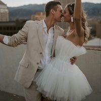 Sheath Mini Short Beach Wedding Dress Bridal Gowns，868 - Thumbnail 1