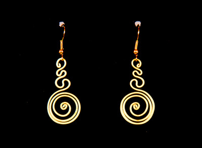 Brass earrings :: falling circles