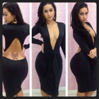 Black open back dress