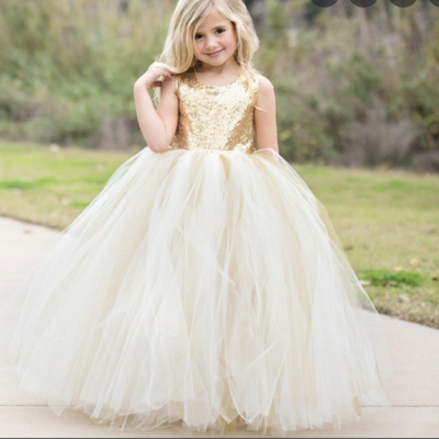 Flower girl dresses ball gown tulle top sequins - Thumbnail 1