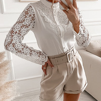 Fashion Sexy Lace Long Sleeve Shirt - Thumbnail 2