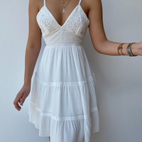 V-Neck Sling Sexy Sleeveless Lace Dress - Thumbnail 1