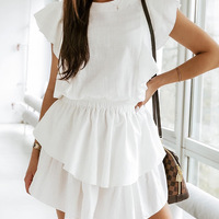 Round Neck Women's Casual Ruffle Dress - Thumbnail 2