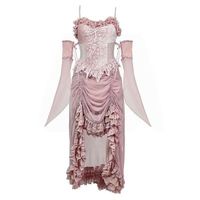Guardian of Sakura Tress Gothic Lace Velvet Pink Suspender Dress - Thumbnail 9