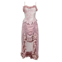 Guardian of Sakura Tress Gothic Lace Velvet Pink Suspender Dress - Thumbnail 8