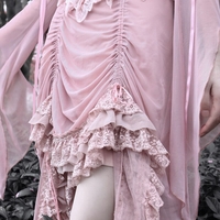 Guardian of Sakura Tress Gothic Lace Velvet Pink Suspender Dress - Thumbnail 7
