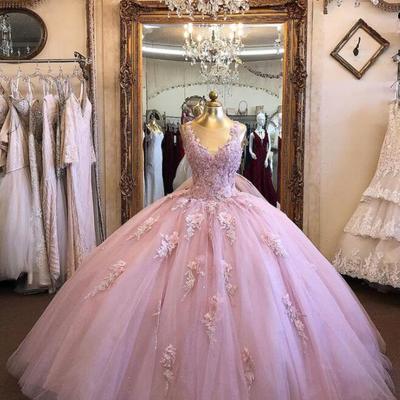Ball gown o neck tulle evening gowns with lace appliques - Thumbnail 3