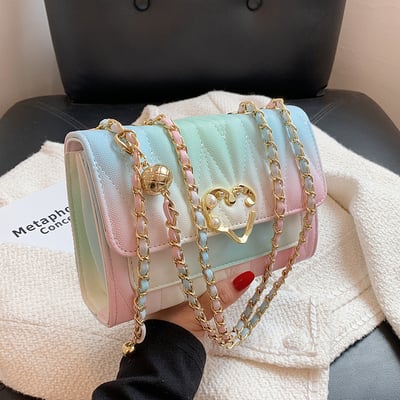 New small fresh rainbow chain messenger bag - Thumbnail 2