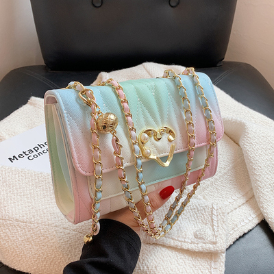 New small fresh rainbow chain messenger bag