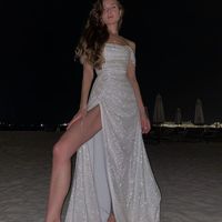 Bling A Line Off the Shoulder Long Prom Party Dress with Split Front,1427 - Thumbnail 1