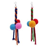 Bohemian Colorful Ball Tassel Earrings - Thumbnail 2