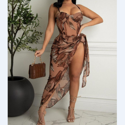 Sling sexy print sleeveless dress