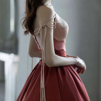 Uniquely designed satin long prom dress A line evening gown - Thumbnail 2