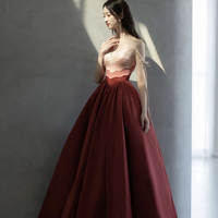 Uniquely designed satin long prom dress A line evening gown - Thumbnail 3