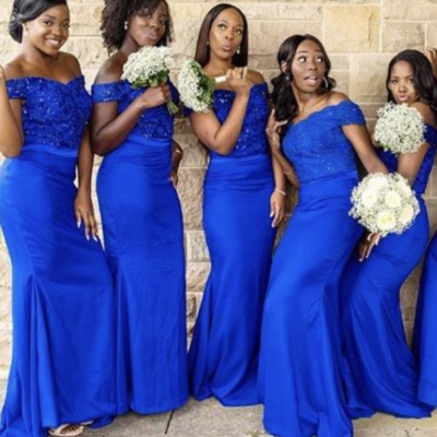 Off shoulder bridesmaid dresses with appliques - Thumbnail 3