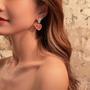 Pastel Pink Crystal Heart Earrings-2