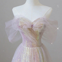 Stylish tulle sequins long prom dress evening dress - Thumbnail 1