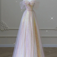 Stylish tulle sequins long prom dress evening dress - Thumbnail 2