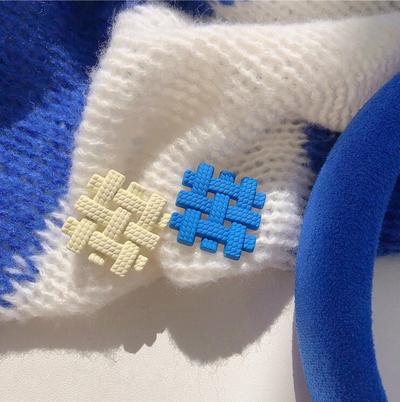 Irregular Geometric Woven Square Stud Earrings