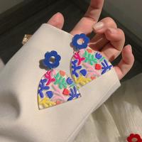 Colorful Flower Dangle Earrings - Thumbnail 1
