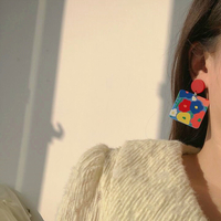 Colorful Flower Dangle Earrings - Thumbnail 6