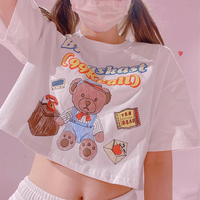 Teddy Bear Printed Cropped Tee - Thumbnail 2