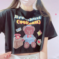 Teddy Bear Printed Cropped Tee - Thumbnail 4