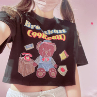 Teddy Bear Printed Cropped Tee - Thumbnail 5