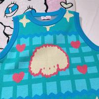 Cute Puppy Dog Star Heart Sleeveless Knitted Vest Tank Top - Thumbnail 3