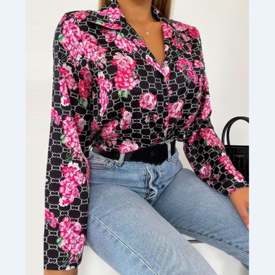 Long Sleeve Floral Print Shirt Top