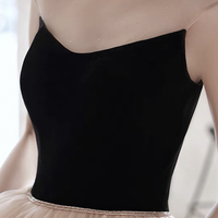 Champagne tulle long prom dress A line evening dress - Thumbnail 4