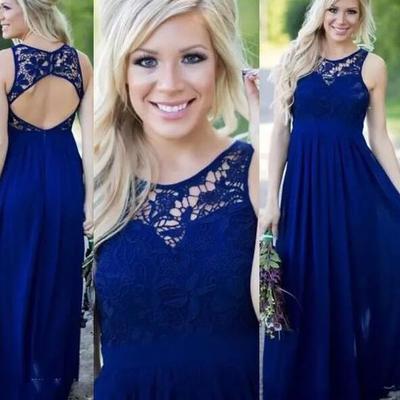A line open back country chiffon bridesmaid dresses  - Thumbnail 2