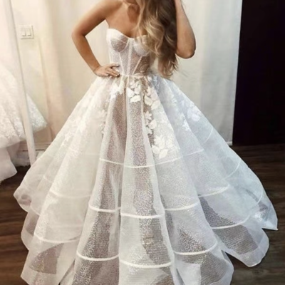 Sweetheart sparkly wedding dresses bridal gown  - Thumbnail 4
