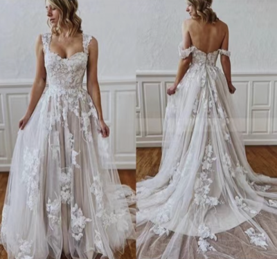 Wedding Dresses Bridal Gown Off Shoulder Lace Appliques