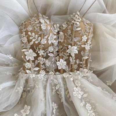 Corset wedding dresses with flowers beading - Thumbnail 3