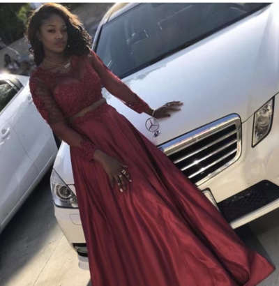 Two Piece Prom Dresses Burgundy 