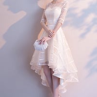 Champagne tulle high low prom dress homecoming dress - Thumbnail 5