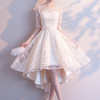 Champagne tulle high low prom dress homecoming dress - Thumbnail 4