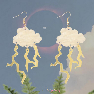 Cloud lightning dangle earrings