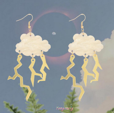 Cloud Lightning Dangle Earrings
