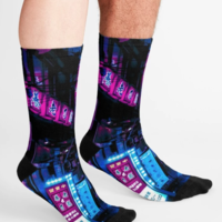 BLUE TOKYO ALLEYS SOCKS - Thumbnail 1