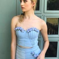 SP2179,Unique two pieces sweetheart homecoming dresses,3D floral mini prom evening dresses - Thumbnail 1