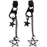 Punk Star Zipper Black Chain Dangle Earrings - Thumbnail 1