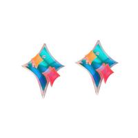 Hologram Perspective Star Stud Earrings - Thumbnail 2