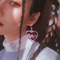 Pink Flame Heart Dangle Earrings - Thumbnail 1
